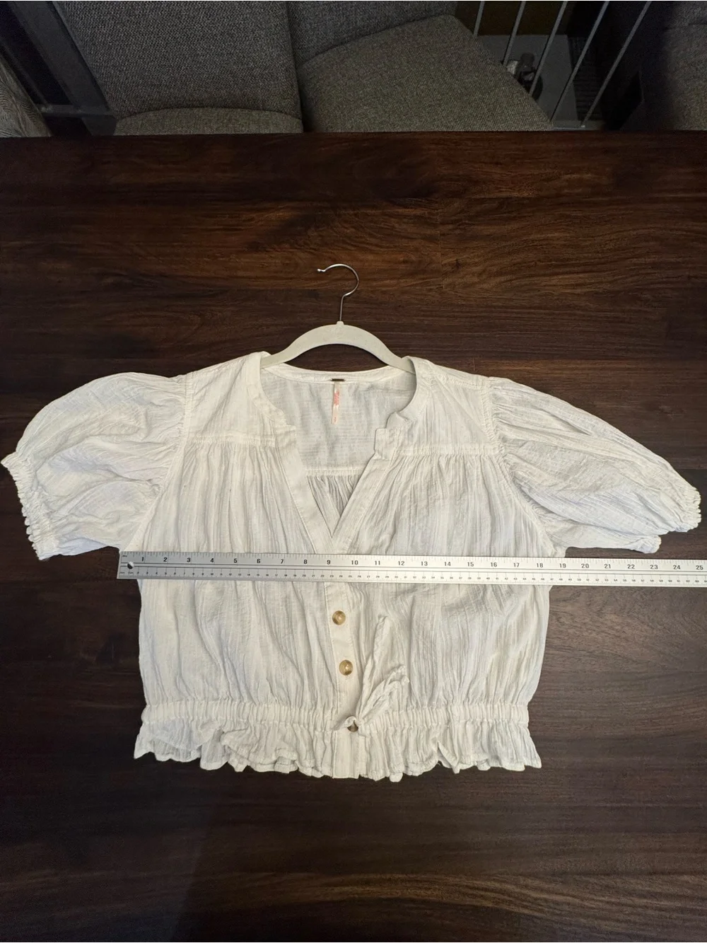Free People Little Cloud Shirt Clean Ivory Puff Sleeve Top Size Small